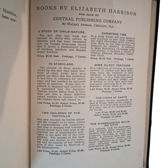 "RARE" 1910 Misunderstood Children book Elizabeth Harrison Author 2nd Edition - Picture 11 of 13